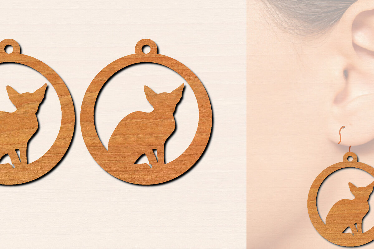 Σετ των 3 Intra απο ξύλο plywood 3mm-4mm πάχος Ξύλινα σκουλαρίκια γάτας με Δίασταση 3x3 cm INTRAFABR-100200038