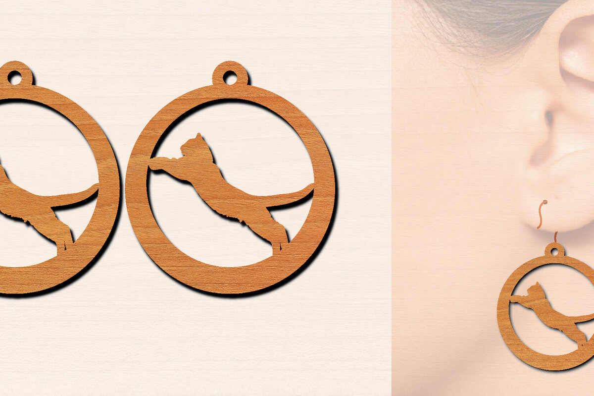 Σετ των 3 Intra απο ξύλο plywood 3mm-4mm πάχος Ξύλινα σκουλαρίκια γάτας με Δίασταση 3x3 cm INTRAFABR-100200093