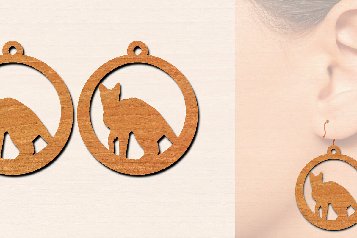 Σετ των 3 Intra απο ξύλο plywood 3mm-4mm πάχος Ξύλινα σκουλαρίκια γάτας με Δίασταση 3x3 cm INTRAFABR-100200218