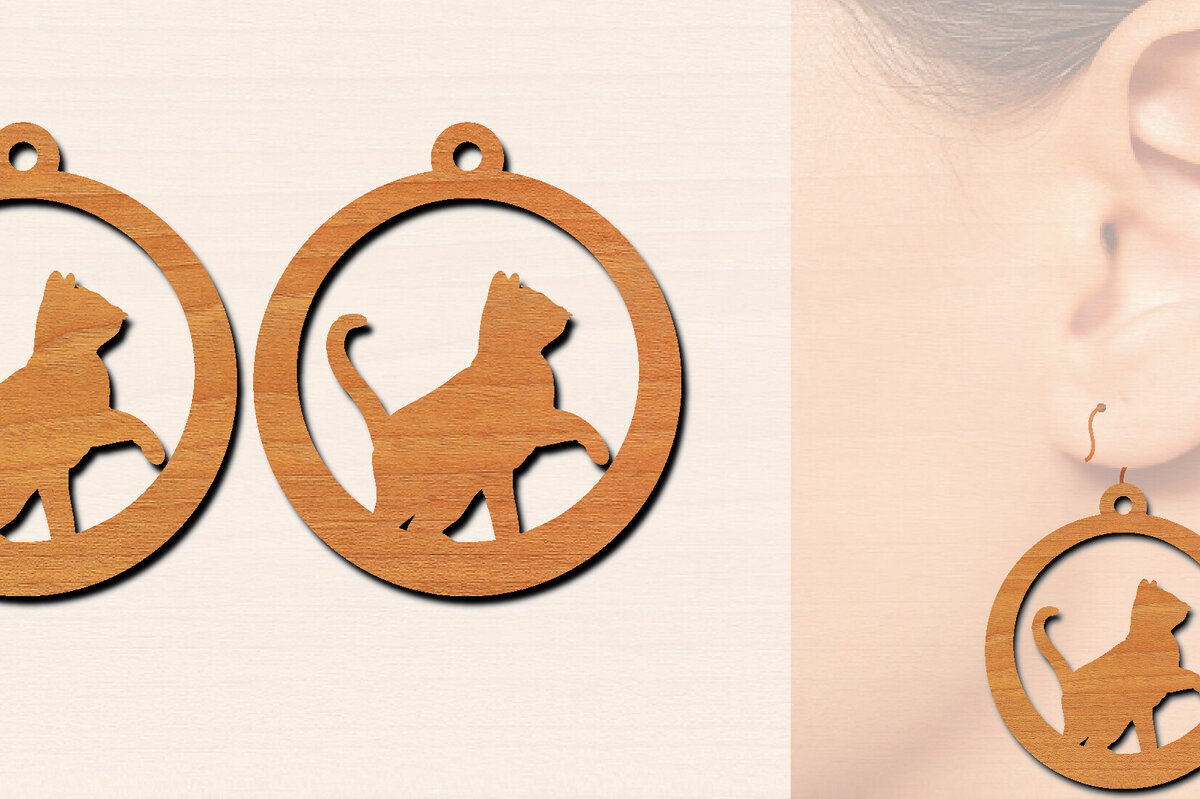 Σετ των 3 Intra απο ξύλο plywood 3mm-4mm πάχος Ξύλινα σκουλαρίκια γάτας με Δίασταση 3x3 cm INTRAFABR-100200288