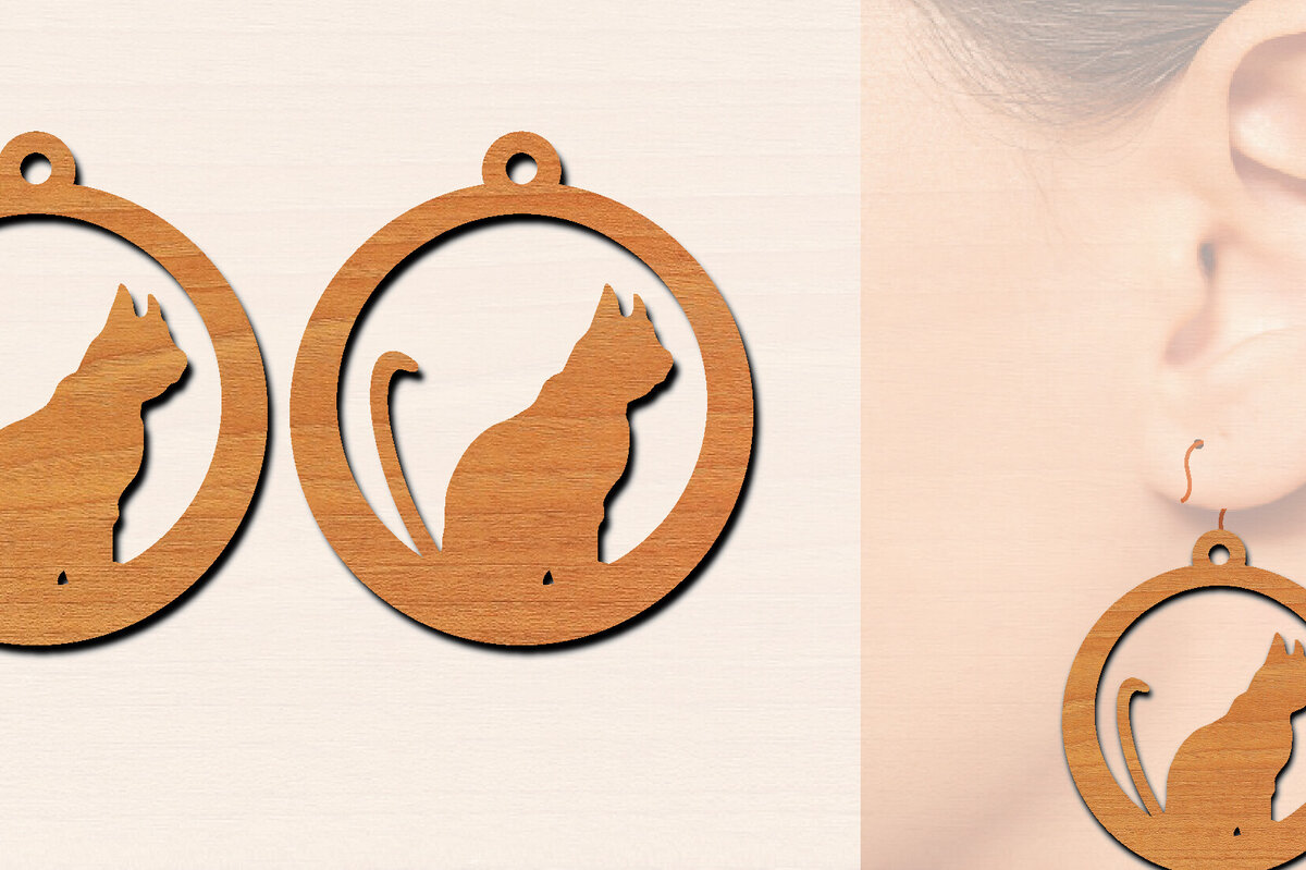 Σετ των 3 Intra απο ξύλο plywood 3mm-4mm πάχος Ξύλινα σκουλαρίκια γάτας με Δίασταση 3x3 cm INTRAFABR-100200326