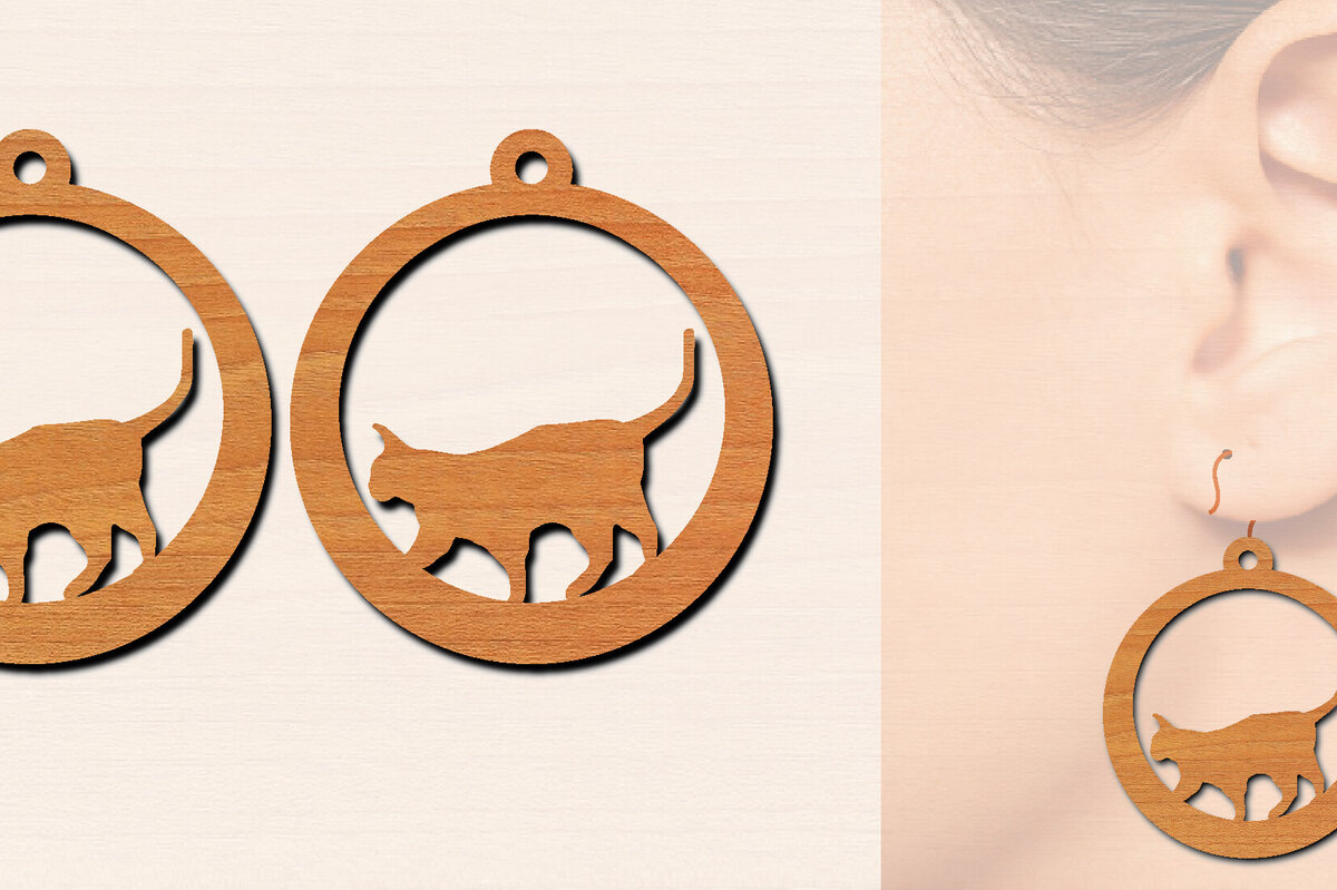 Σετ των 3 Intra απο ξύλο plywood 3mm-4mm πάχος Ξύλινα σκουλαρίκια γάτας με Δίασταση 3x3 cm INTRAFABR-100200366