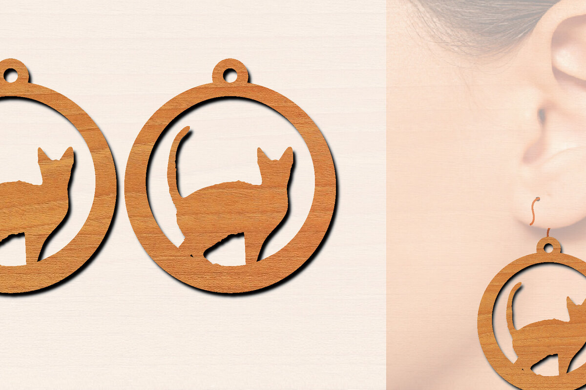 Σετ των 3 Intra απο ξύλο plywood 3mm-4mm πάχος Ξύλινα σκουλαρίκια γάτας με Δίασταση 3x3 cm INTRAFABR-100200455