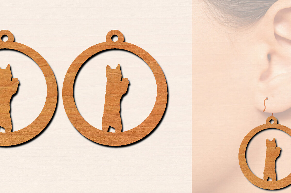 Σετ των 3 Intra απο ξύλο plywood 3mm-4mm πάχος Ξύλινα σκουλαρίκια γάτας με Δίασταση 3x3 cm INTRAFABR-100200517