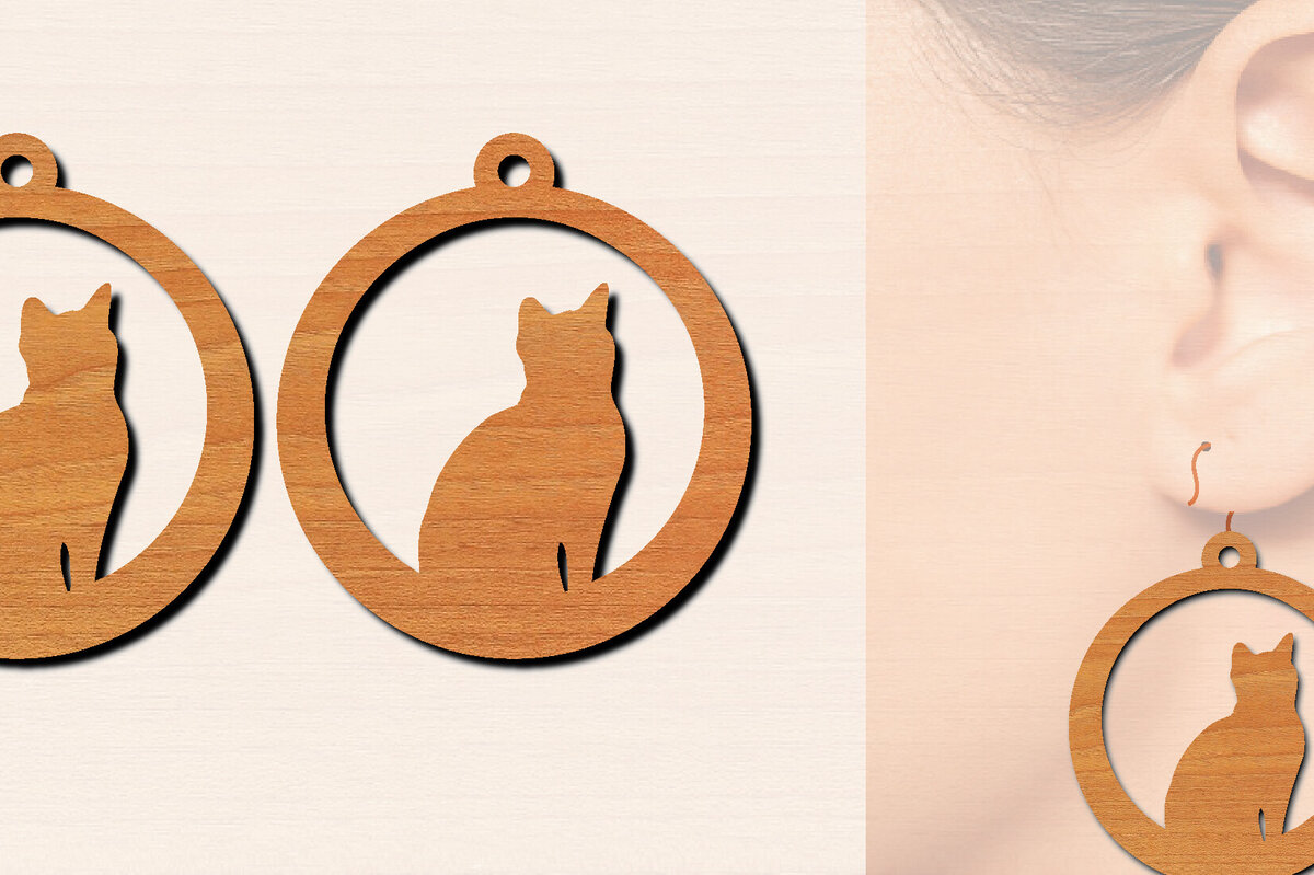 Σετ των 3 Intra απο ξύλο plywood 3mm-4mm πάχος Ξύλινα σκουλαρίκια γάτας με Δίασταση 3x3 cm INTRAFABR-100200546