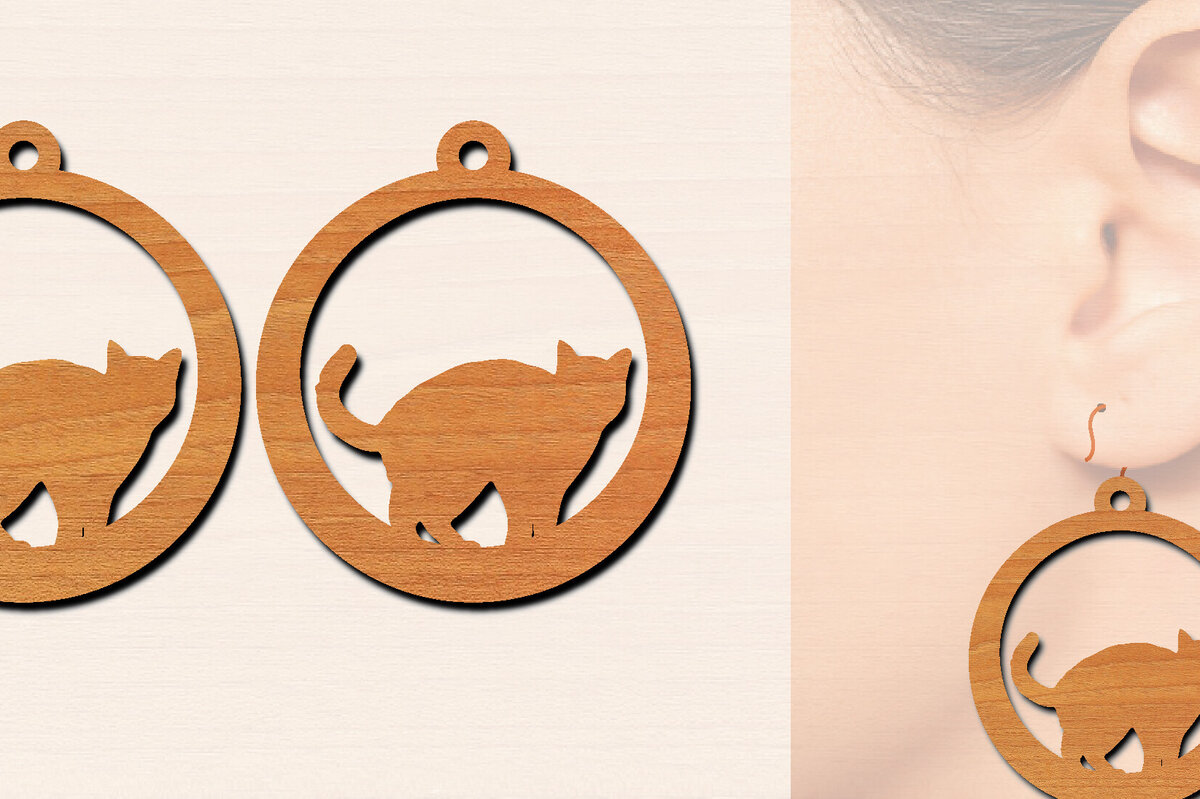 Σετ των 3 Intra απο ξύλο plywood 3mm-4mm πάχος Ξύλινα σκουλαρίκια γάτας με Δίασταση 3x3 cm INTRAFABR-100200578