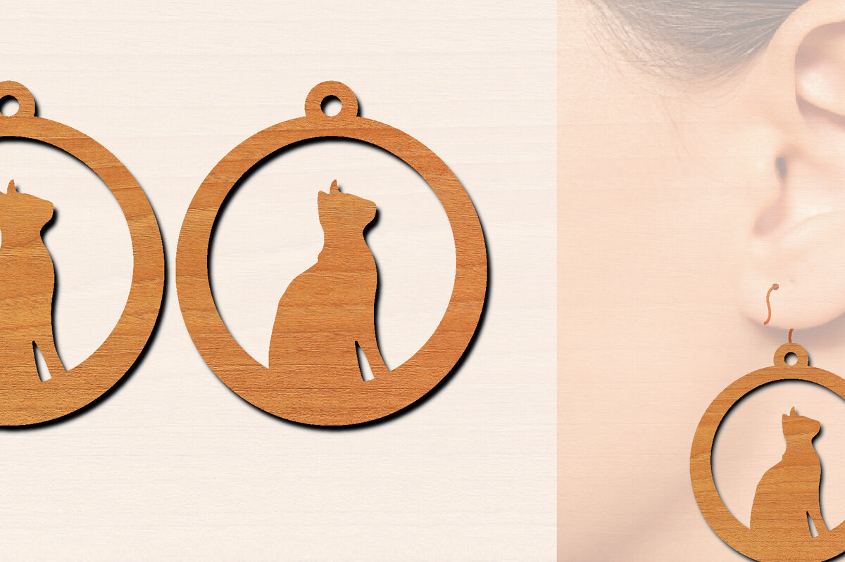 Σετ των 3 Intra απο ξύλο plywood 3mm-4mm πάχος Ξύλινα σκουλαρίκια γάτας με Δίασταση 3x3 cm INTRAFABR-100200650