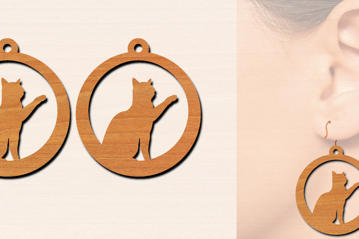 Σετ των 3 Intra απο ξύλο plywood 3mm-4mm πάχος Ξύλινα σκουλαρίκια γάτας με Δίασταση 3x3 cm INTRAFABR-100200692