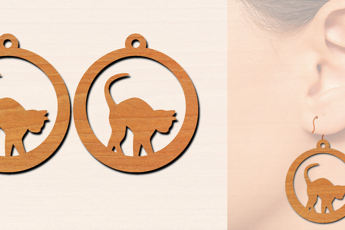 Σετ των 3 Intra απο ξύλο plywood 3mm-4mm πάχος Ξύλινα σκουλαρίκια γάτας με Δίασταση 3x3 cm INTRAFABR-100200728