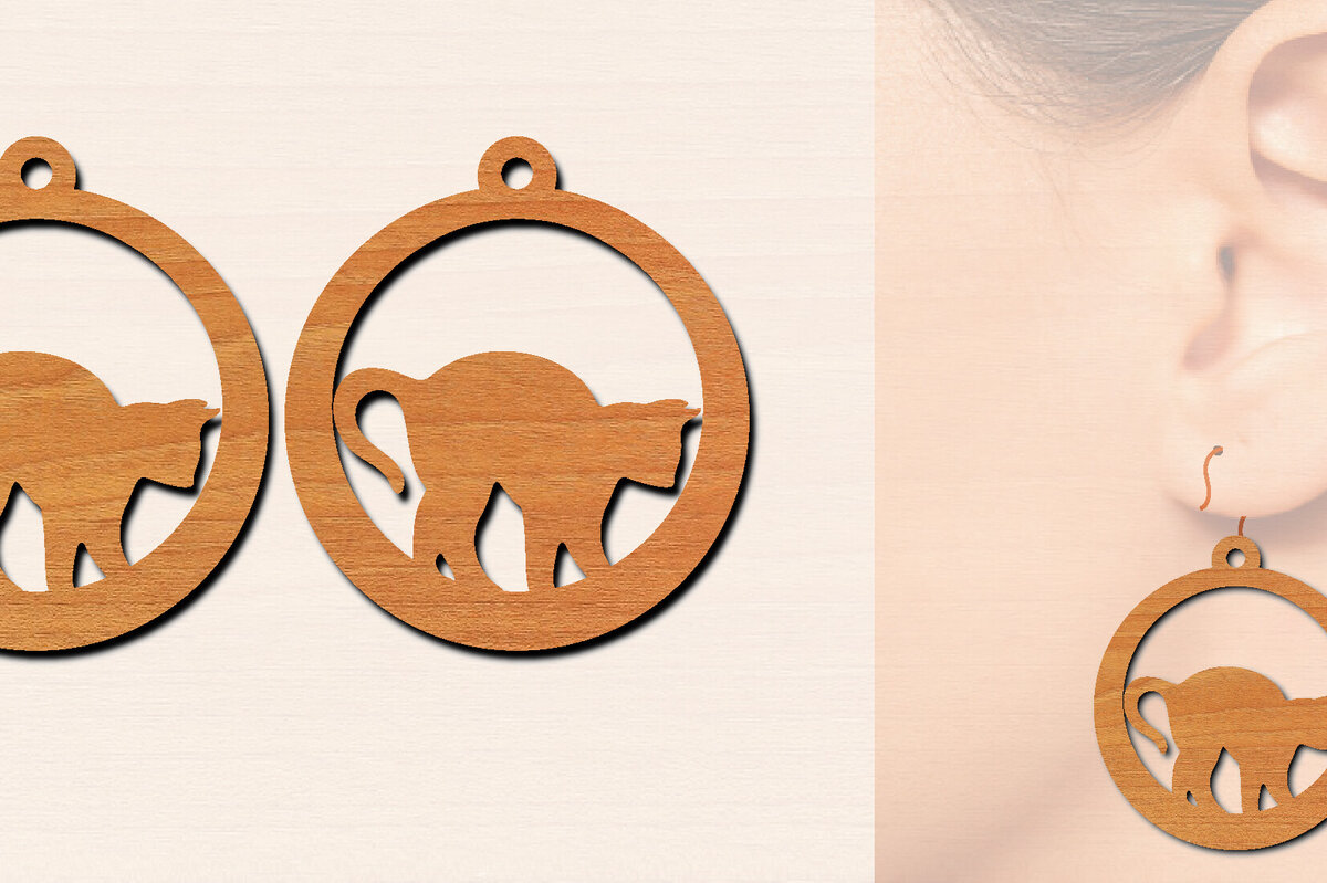 Σετ των 3 Intra απο ξύλο plywood 3mm-4mm πάχος Ξύλινα σκουλαρίκια γάτας με Δίασταση 3x3 cm INTRAFABR-100200754