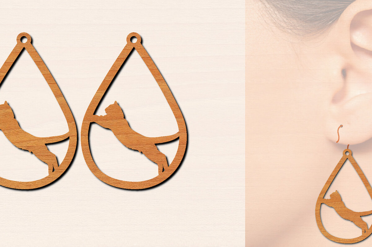 Σετ των 3 Intra απο ξύλο plywood 3mm-4mm πάχος Ξύλινα σκουλαρίκια γάτας με Δίασταση 3x3 cm INTRAFABR-100198950