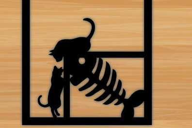 Intra απο ξύλο plywood 3mm-4mm πάχος Κάσα Πόρτας Cats Decor Art  τοίχου Δίασταση 20x30 cm INTRAFABR-70294922