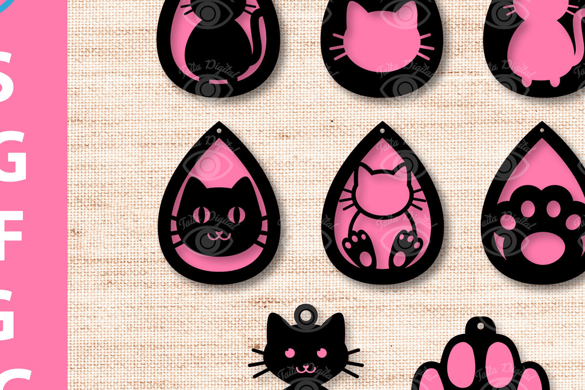 Σετ των 3 Intra απο ξύλο plywood 3mm-4mm πάχος Δώρο σκουλαρίκι προτύπων σκουλαρικιών Cats Δίασταση 3x3 cm INTRAFABR-26429829