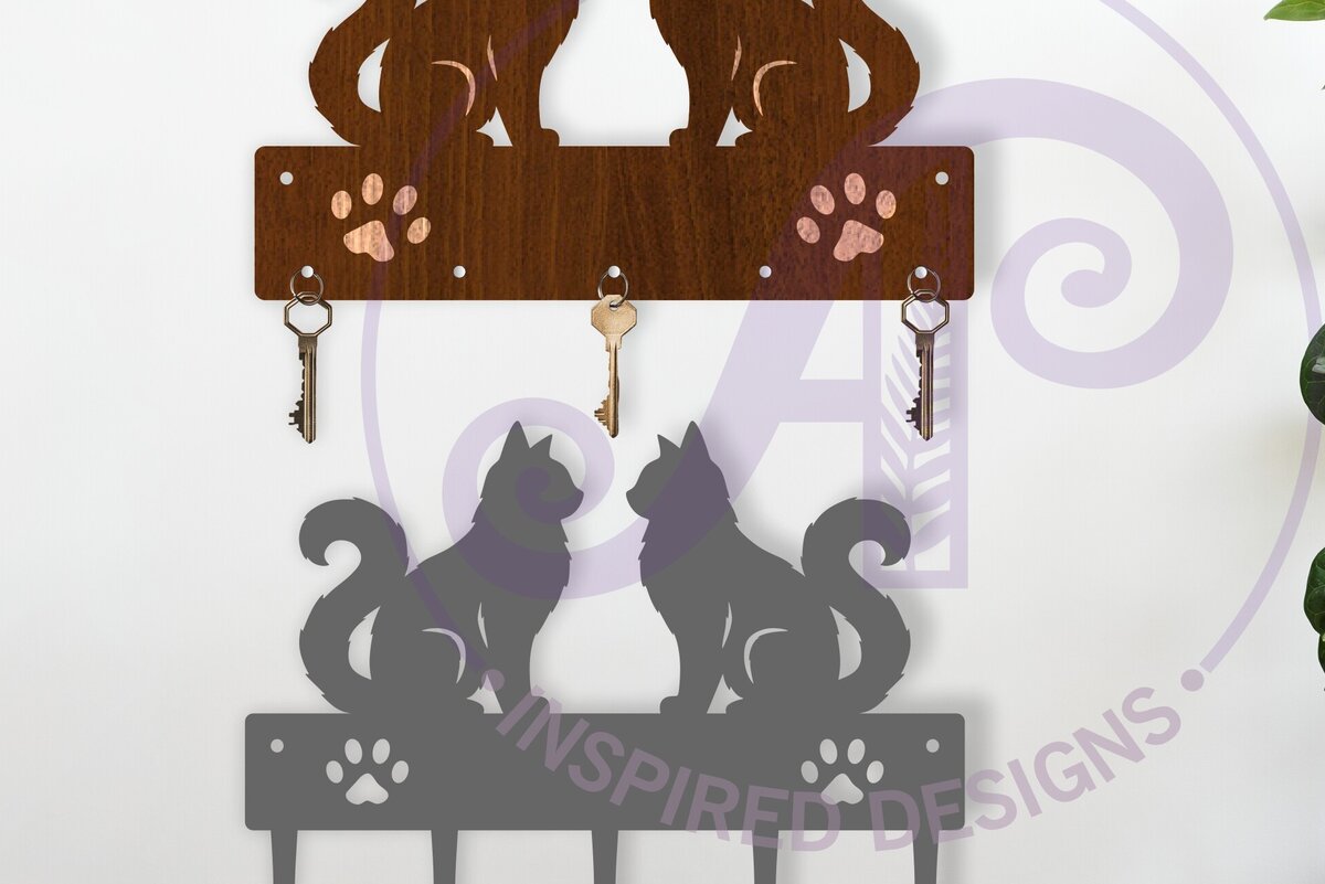 Σετ των 2 Intra απο ξύλο plywood 3mm-4mm πάχος Σχέδια κλειδαριάς Cats από ξύλο ή μέταλλο Δίασταση 12x12 cm INTRAFABR-119048430