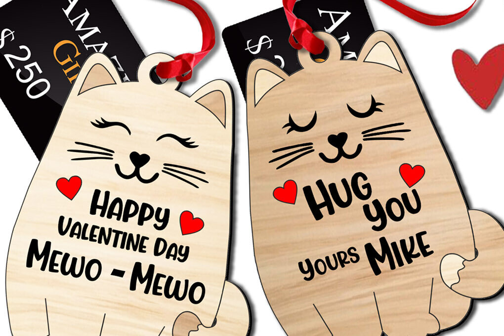 Σετ των 2 Intra απο ξύλο plywood 3mm-4mm πάχος Cats Kitty Meow Card Money Holder Love Δίασταση 15x15 cm INTRAFABR-113736840