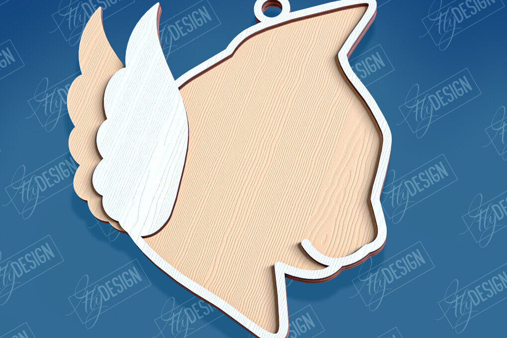 Σετ των 3 Intra απο ξύλο plywood 3mm-4mm πάχος Σχέδιο κοπής με λέιζερ αναμνηστικό στολίδι για γάτες Δίασταση 8x8 cm INTRAFABR-95715586