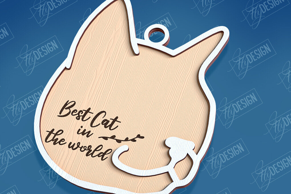 Σετ των 3 Intra απο ξύλο plywood 3mm-4mm πάχος Σχέδιο κοπής με λέιζερ αναμνηστικό στολίδι για γάτες Δίασταση 8x8 cm INTRAFABR-95715545