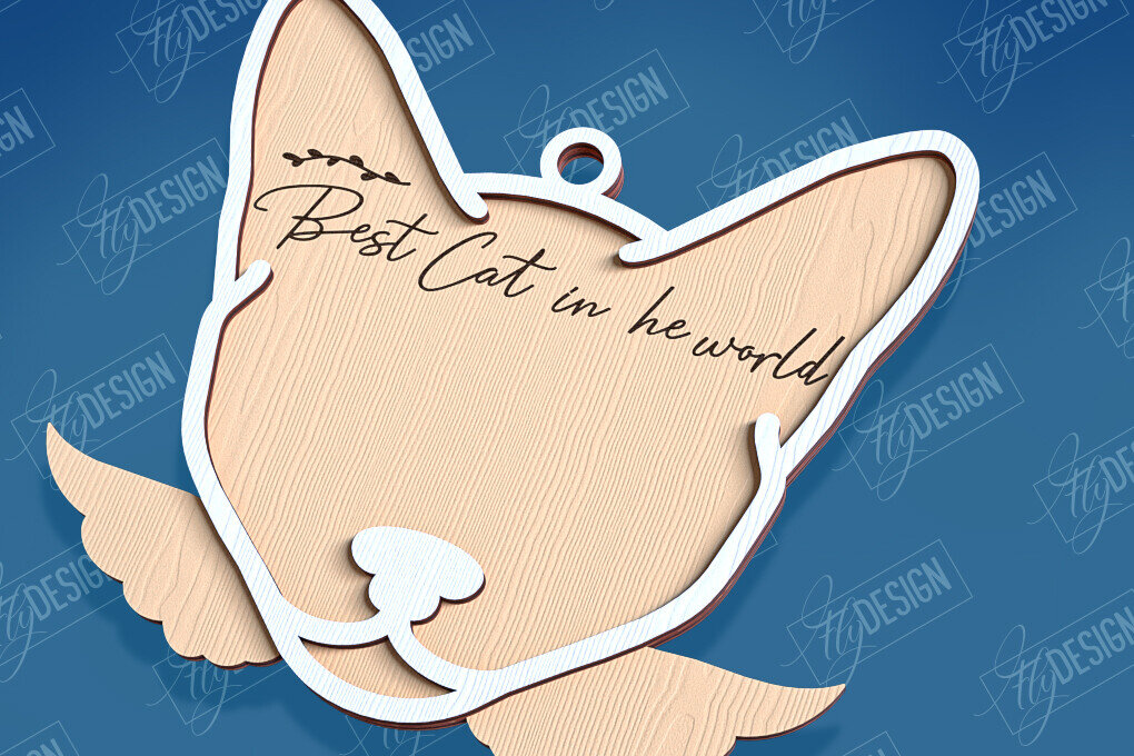 Σετ των 3 Intra απο ξύλο plywood 3mm-4mm πάχος Σχέδιο κοπής με λέιζερ αναμνηστικό στολίδι για γάτες Δίασταση 8x8 cm INTRAFABR-95715576