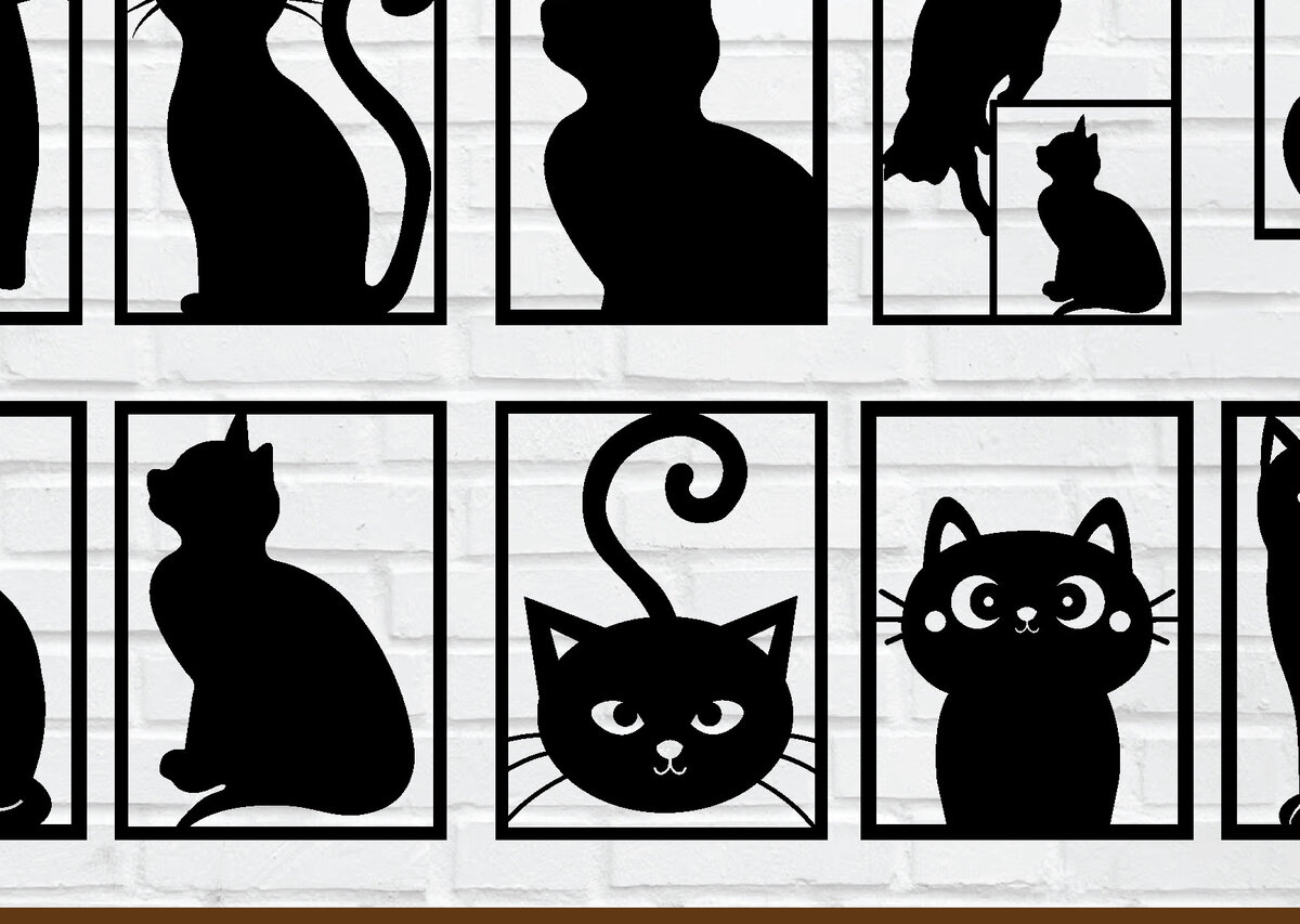 Intra απο ξύλο plywood 3mm-4mm πάχος Cats Metal Wall Art, Cats File Cut  Δίασταση 40x40 cm INTRAFABR-76808094