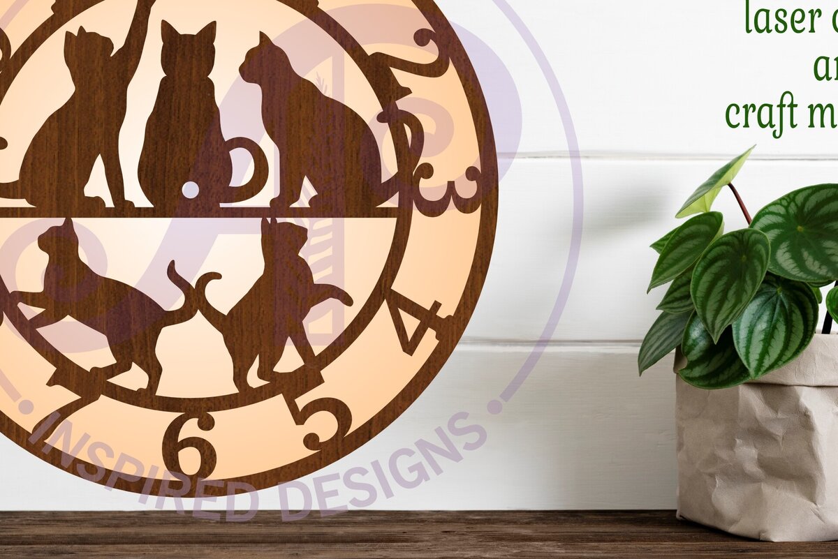 Σετ των 3 Intra απο ξύλο plywood 3mm-4mm πάχος Ρολόι τοίχου Cats  Cut , Δίασταση 8x8 cm INTRAFABR-107856033