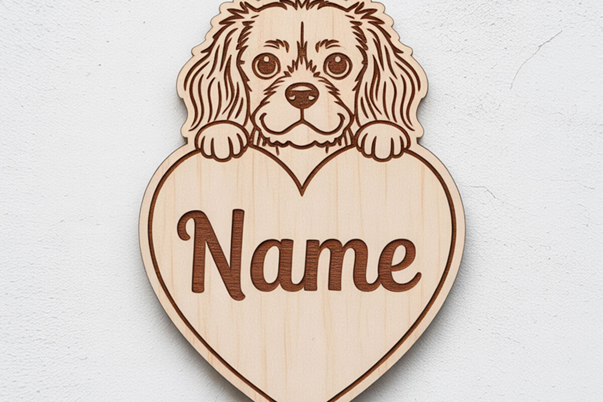 Σετ των 3 Intra απο ξύλο plywood 3mm-4mm πάχος Μπρελόκ Cavalier King Charles Δίασταση 6x6 cm INTRAFABR-122244901