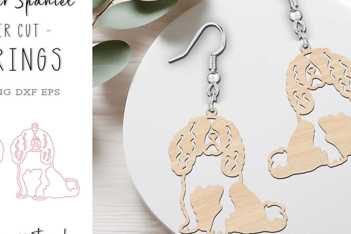 Σετ των 3 Intra απο ξύλο plywood 3mm-4mm πάχος Σκουλαρίκια Cavalier Spaniel Dog Cut  Δίασταση 1x1 cm INTRAFABR-119668337