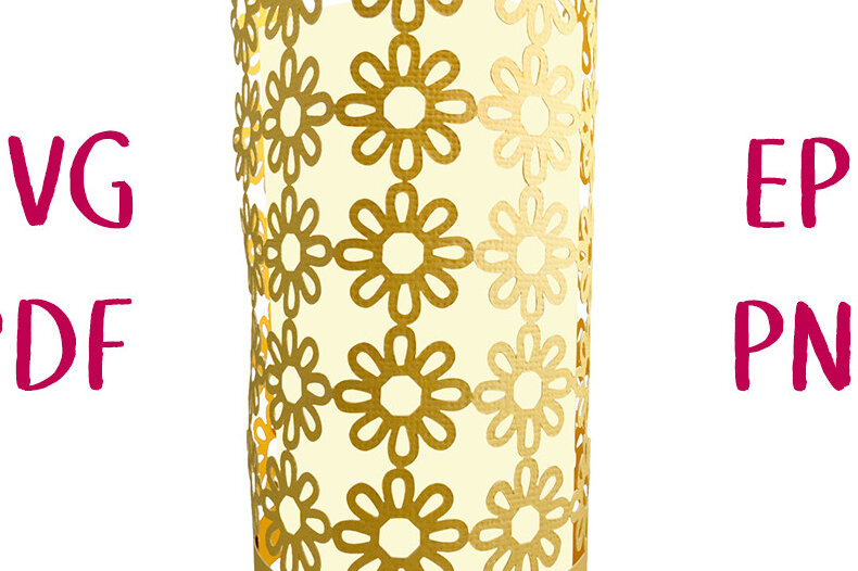 Σετ των 2 Intra απο ξύλο plywood 3mm-4mm πάχος Φανάρι Celandine Geometric Flower Δίασταση 8x11 cm INTRAFABR-13374817