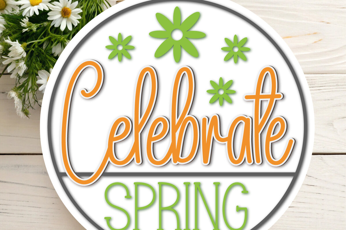 Σετ των 3 Intra απο ξύλο plywood 3mm-4mm πάχος Γιορτάστε την ανοιξιάτικη στρογγυλή πινακίδα Door Δίασταση 4x4 cm INTRAFABR-118340549