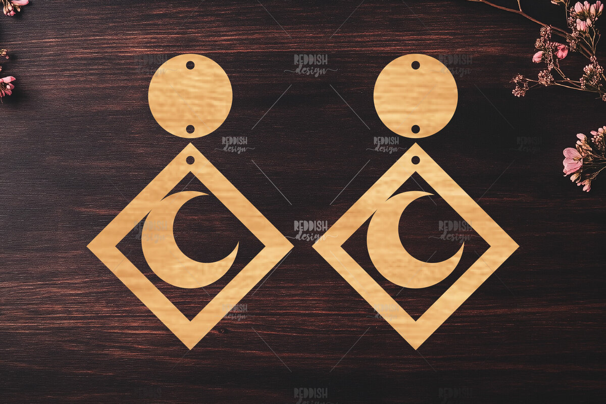 Σετ των 3 Intra απο ξύλο plywood 3mm-4mm πάχος Celestial Earrings Cut  Δίασταση 3x3 cm INTRAFABR-121280447