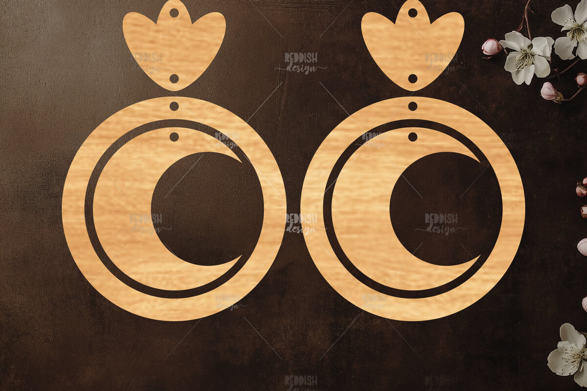 Σετ των 3 Intra απο ξύλο plywood 3mm-4mm πάχος Celestial Earrings Cut  Δίασταση 3x3 cm INTRAFABR-121280469