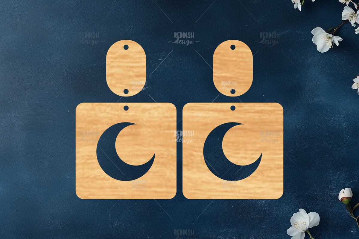 Σετ των 3 Intra απο ξύλο plywood 3mm-4mm πάχος Celestial Earrings Cut  Δίασταση 3x3 cm INTRAFABR-121280496