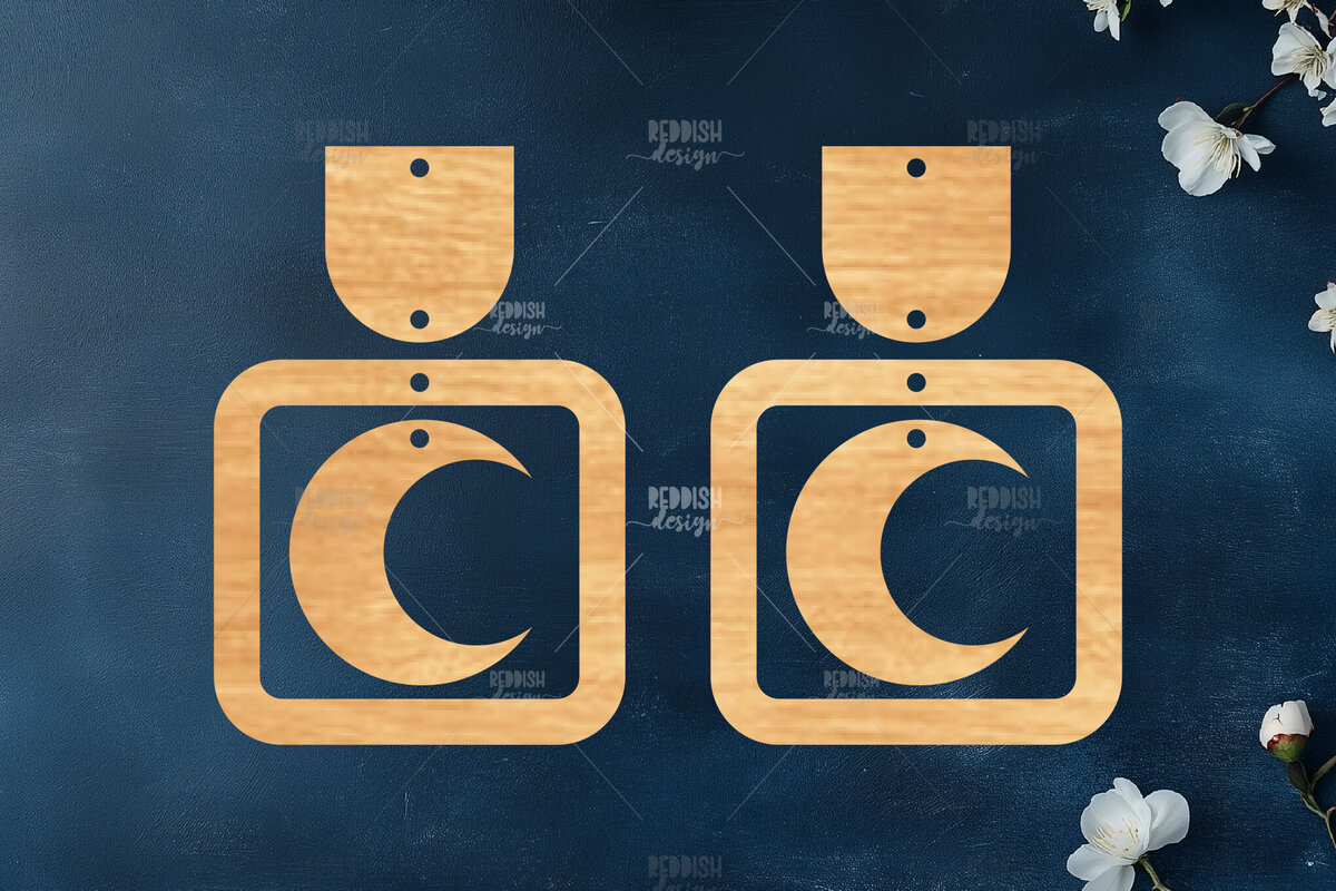 Σετ των 3 Intra απο ξύλο plywood 3mm-4mm πάχος Celestial Earrings Cut  Δίασταση 3x3 cm INTRAFABR-121280506