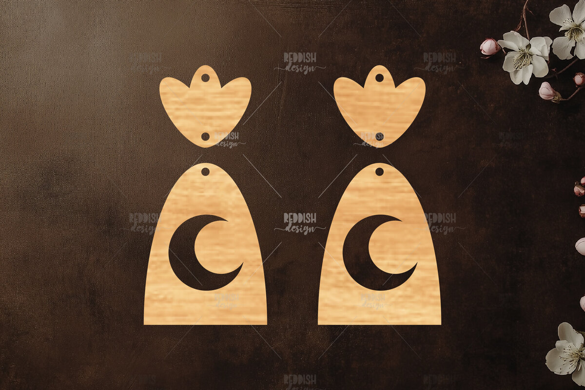 Σετ των 3 Intra απο ξύλο plywood 3mm-4mm πάχος Celestial Earrings Cut  Δίασταση 3x3 cm INTRAFABR-121280543