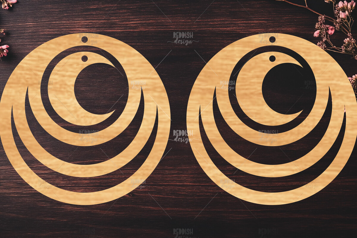 Σετ των 3 Intra απο ξύλο plywood 3mm-4mm πάχος Celestial Earrings Cut  Δίασταση 3x3 cm INTRAFABR-121280591