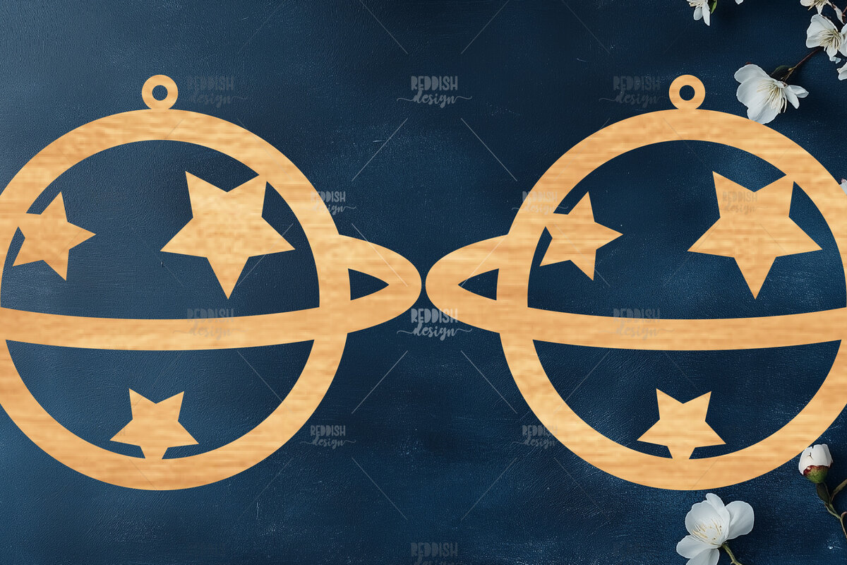 Σετ των 3 Intra απο ξύλο plywood 3mm-4mm πάχος Celestial Earrings Cut  Δίασταση 3x3 cm INTRAFABR-121280654