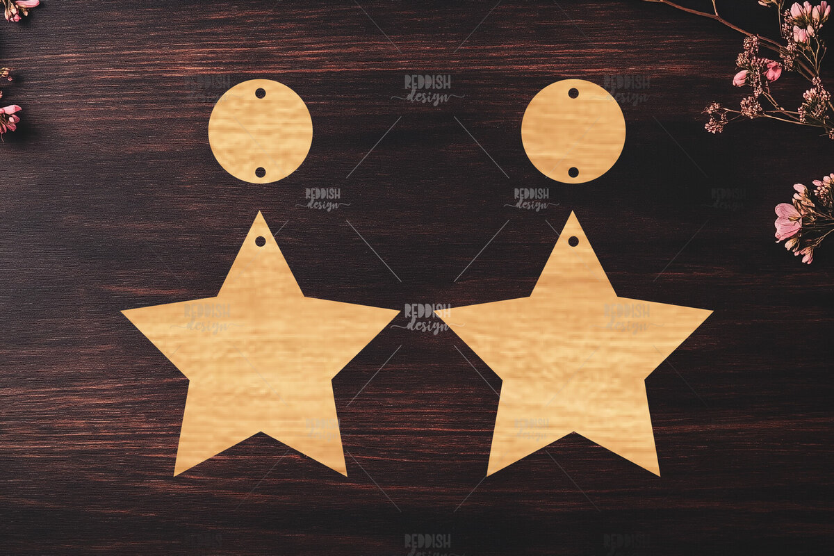 Σετ των 3 Intra απο ξύλο plywood 3mm-4mm πάχος Celestial Earrings Cut  Δίασταση 3x3 cm INTRAFABR-121183832