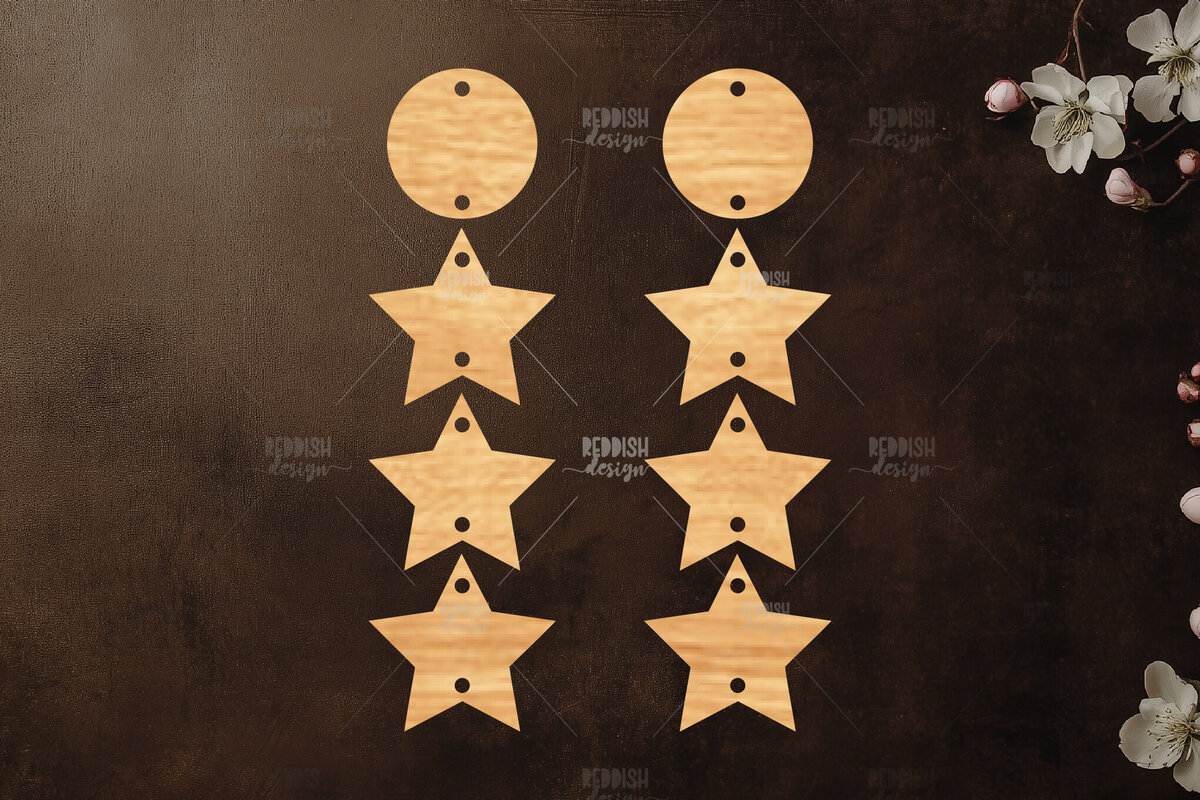 Σετ των 3 Intra απο ξύλο plywood 3mm-4mm πάχος Celestial Earrings Cut  Δίασταση 3x3 cm INTRAFABR-121183884