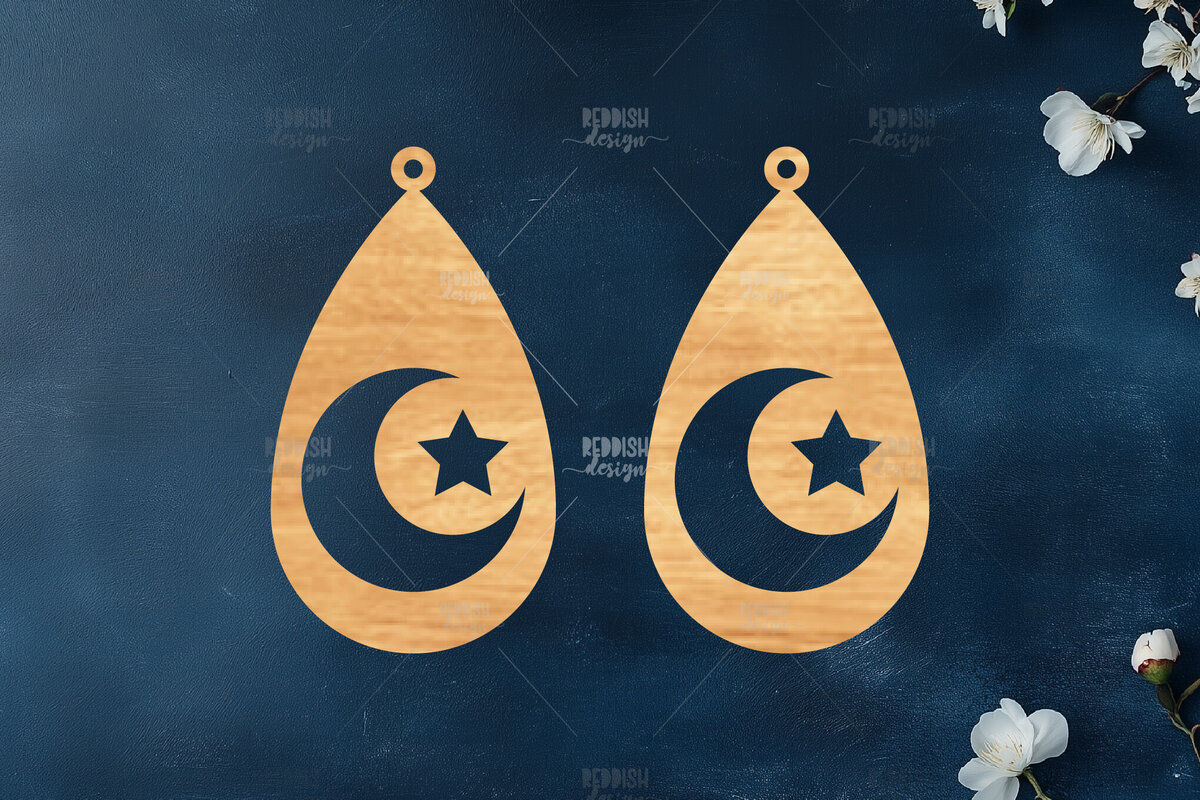 Σετ των 3 Intra απο ξύλο plywood 3mm-4mm πάχος Celestial Earrings Cut  Δίασταση 3x3 cm INTRAFABR-121183912