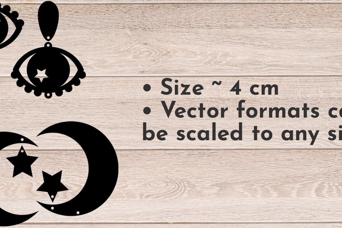 Σετ των 3 Intra απο ξύλο plywood 3mm-4mm πάχος Celestial Earrings , Star Δίασταση 3x3 cm INTRAFABR-32574197