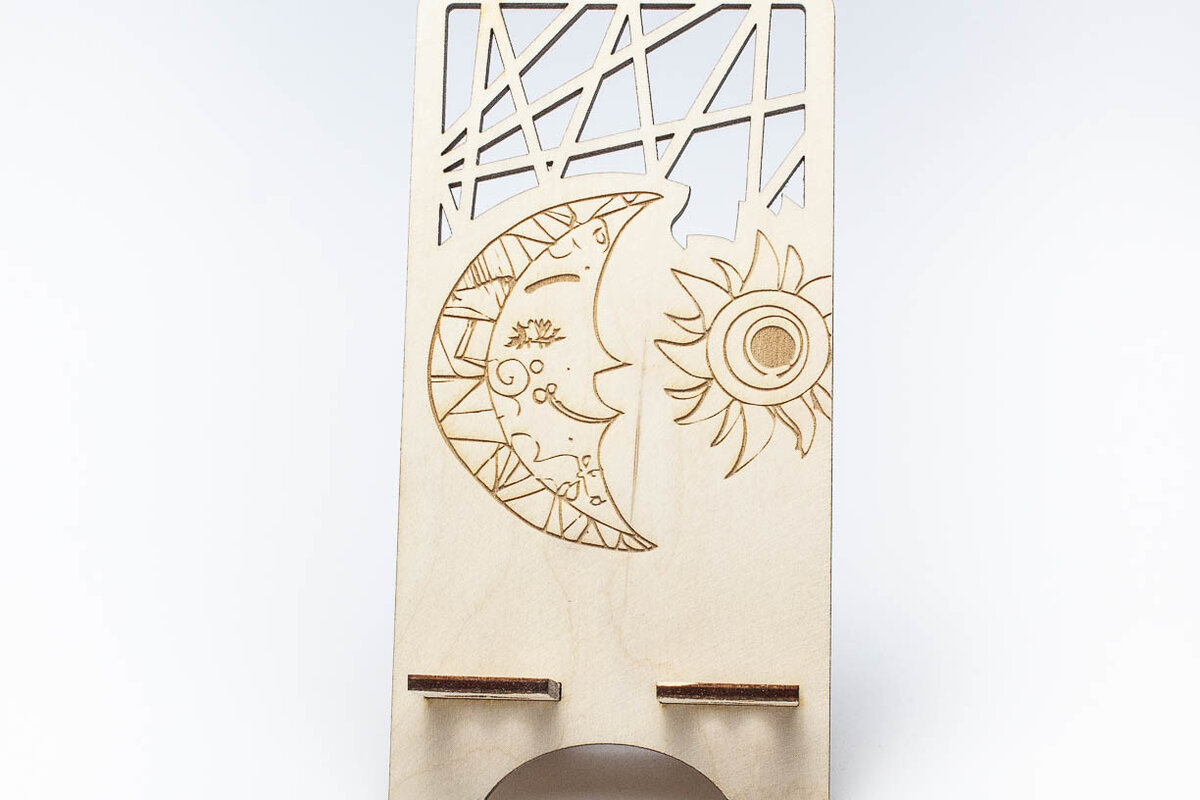 Σετ των 2 Intra απο ξύλο plywood 3mm-4mm πάχος Βάση τηλεφώνου Celestial Sun & Moon Δίασταση 15x15 cm INTRAFABR-66105714