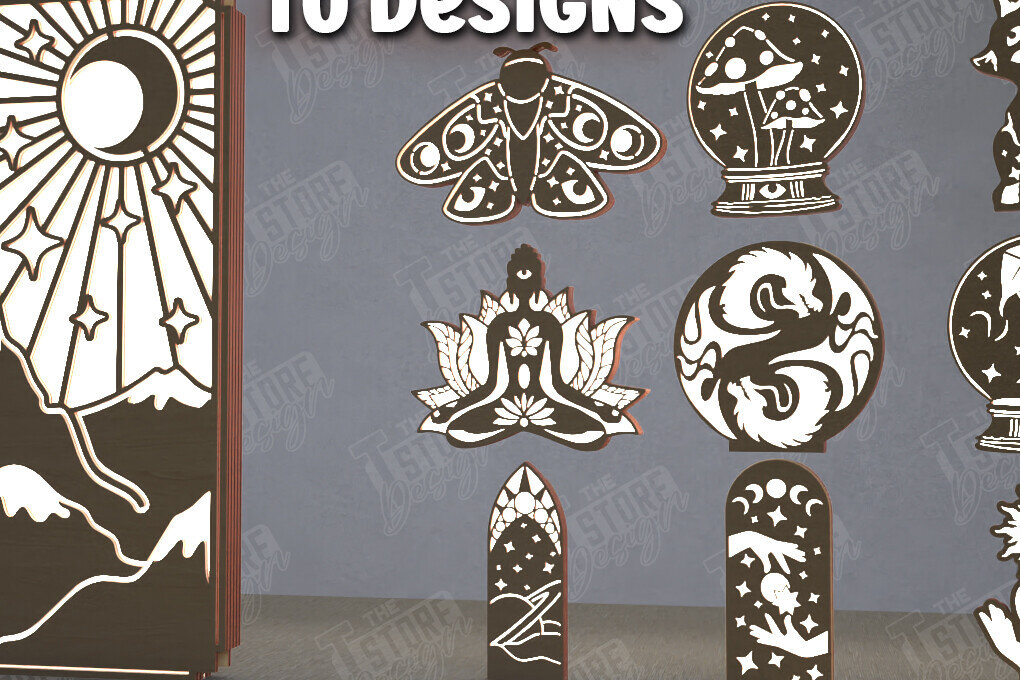 Σετ των 2 Intra απο ξύλο plywood 3mm-4mm πάχος Ουράνιο Φανάρι Δέσμη | Φως νύχτας Δίασταση 15x15 cm INTRAFABR-112629657