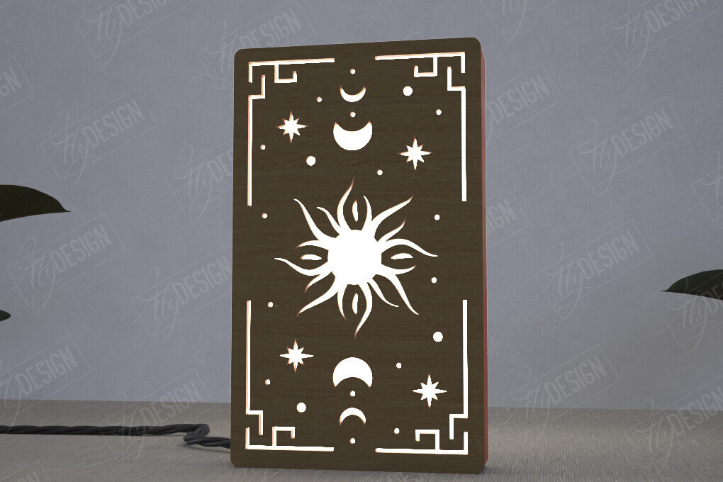 Σετ των 2 Intra απο ξύλο plywood 3mm-4mm πάχος Ουράνιο Φανάρι | Επιτραπέζιο φως νύχτας Δίασταση 15x15 cm INTRAFABR-112898213