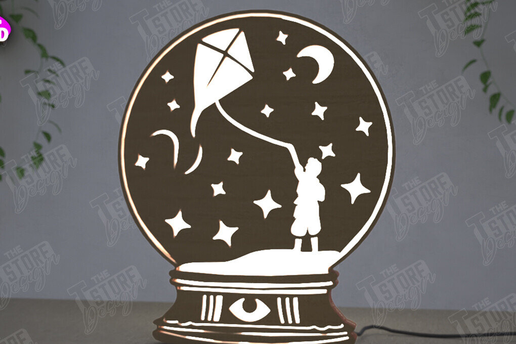 Σετ των 2 Intra απο ξύλο plywood 3mm-4mm πάχος Ουράνιο Φανάρι | Επιτραπέζιο φως νύχτας Δίασταση 15x15 cm INTRAFABR-112629280