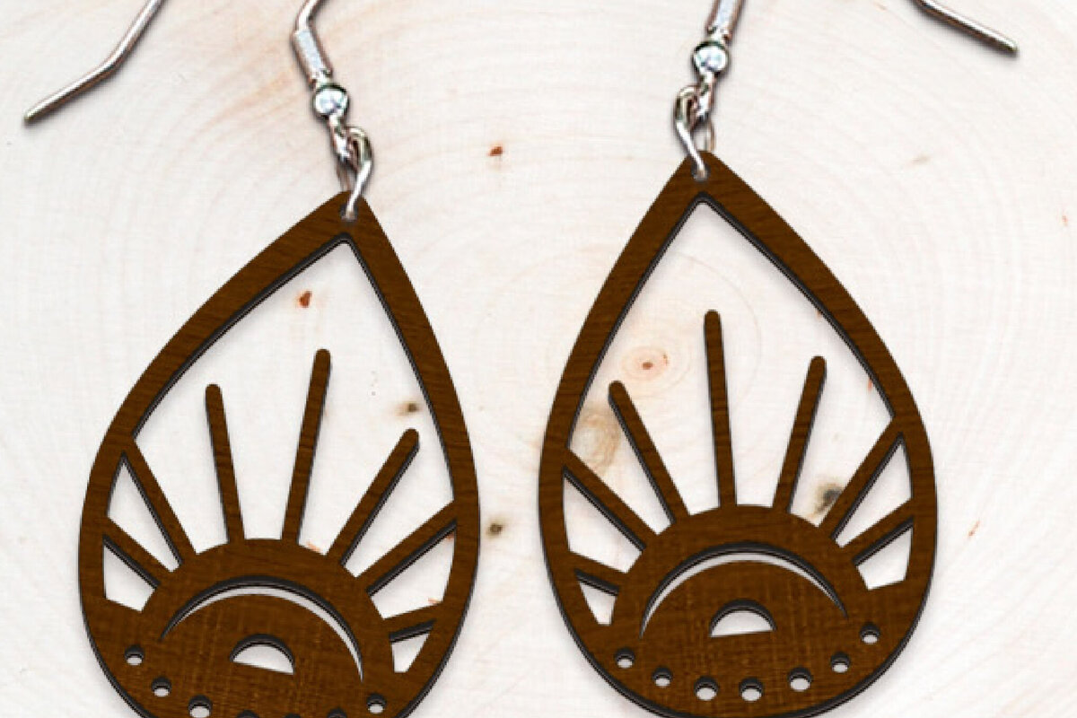 Σετ των 3 Intra απο ξύλο plywood 3mm-4mm πάχος Celestial Μοντέρνα Σκουλαρίκια . Δίασταση 4x4 cm INTRAFABR-116423956