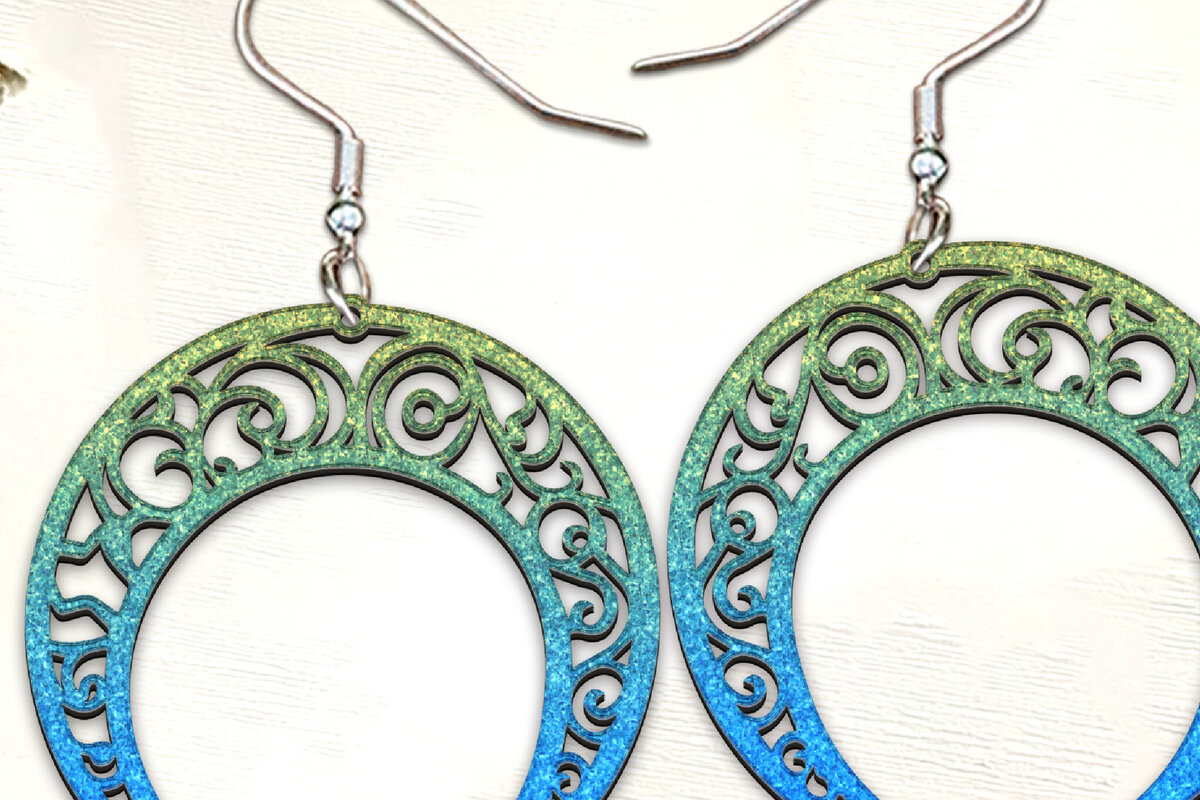 Σετ των 3 Intra απο ξύλο plywood 3mm-4mm πάχος Σκουλαρίκια Celestial Moon Μοντέρνα Δίασταση 4x4 cm INTRAFABR-123387704