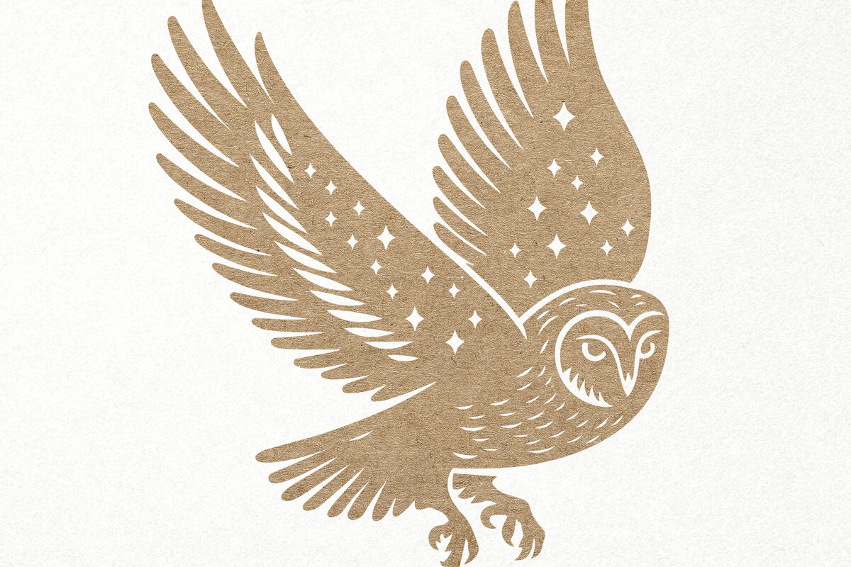 Σετ των 3 Intra απο ξύλο plywood 3mm-4mm πάχος Ουράνια κουκουβάγια . Κουκουβάγια αχυρώνα με αστέρια Δίασταση 7x7 cm INTRAFABR-106003698