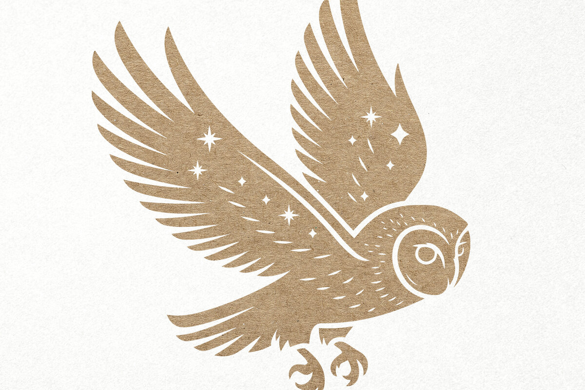 Σετ των 3 Intra απο ξύλο plywood 3mm-4mm πάχος Ουράνια κουκουβάγια . Κουκουβάγια αχυρώνα με αστέρια Δίασταση 7x7 cm INTRAFABR-106003570