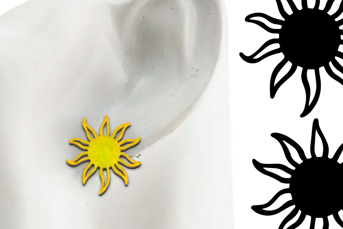 Σετ των 3 Intra απο ξύλο plywood 3mm-4mm πάχος Celestial Stud Σκουλαρίκια Κοπή . Δίασταση 4x4 cm INTRAFABR-124426607