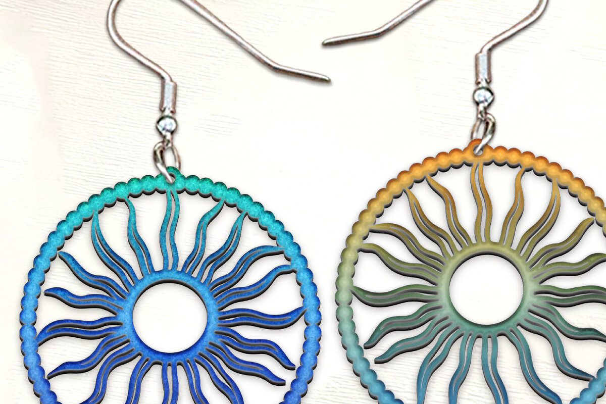 Σετ των 3 Intra απο ξύλο plywood 3mm-4mm πάχος Σκουλαρίκια Celestial Sun Μοντέρνα . Δίασταση 4x4 cm INTRAFABR-122492350