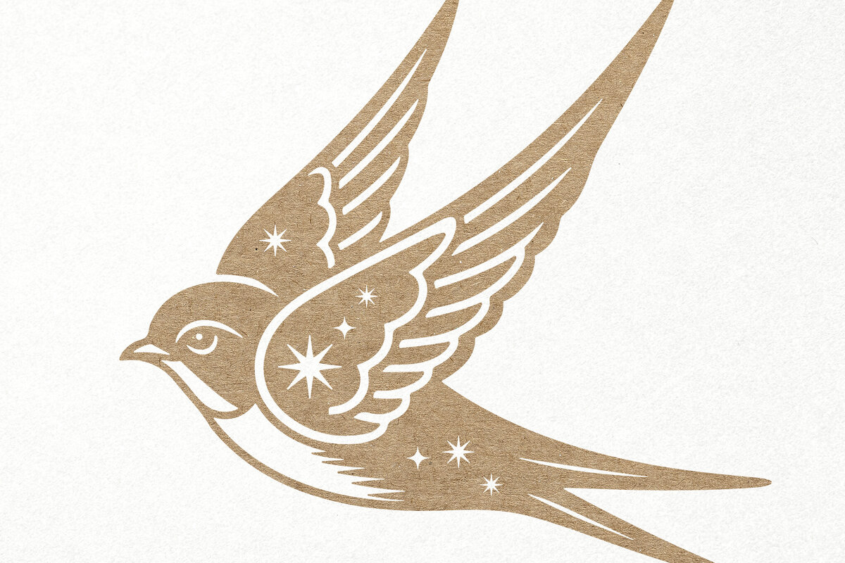 Σετ των 3 Intra απο ξύλο plywood 3mm-4mm πάχος Διακόσμηση τοίχου με λέιζερ Celestial Swallow Bird Δίασταση 7x7 cm INTRAFABR-121233245